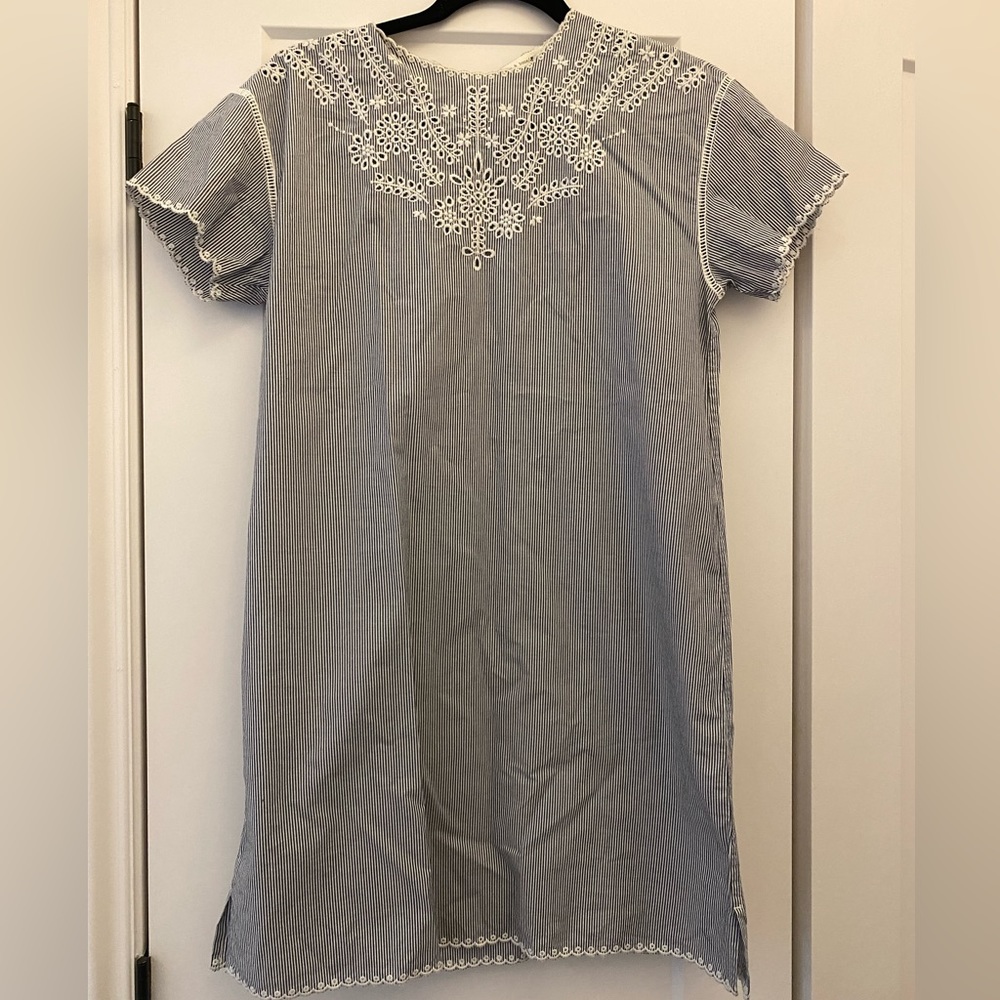 Rag and Bone blue and white striped dress with crotchet detail